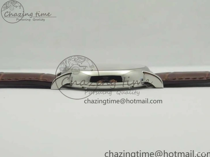 MIROTIME 0122 Portofino Automatic SS TWF 1:1 Best Edition Silver Dial Gold Markers on Brown Leather Strap A Bright 7203